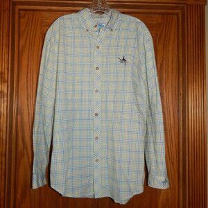 Guy Harvey Shirt Men's Size M Button Down Plaid Swordfish Logo Long Sleeve